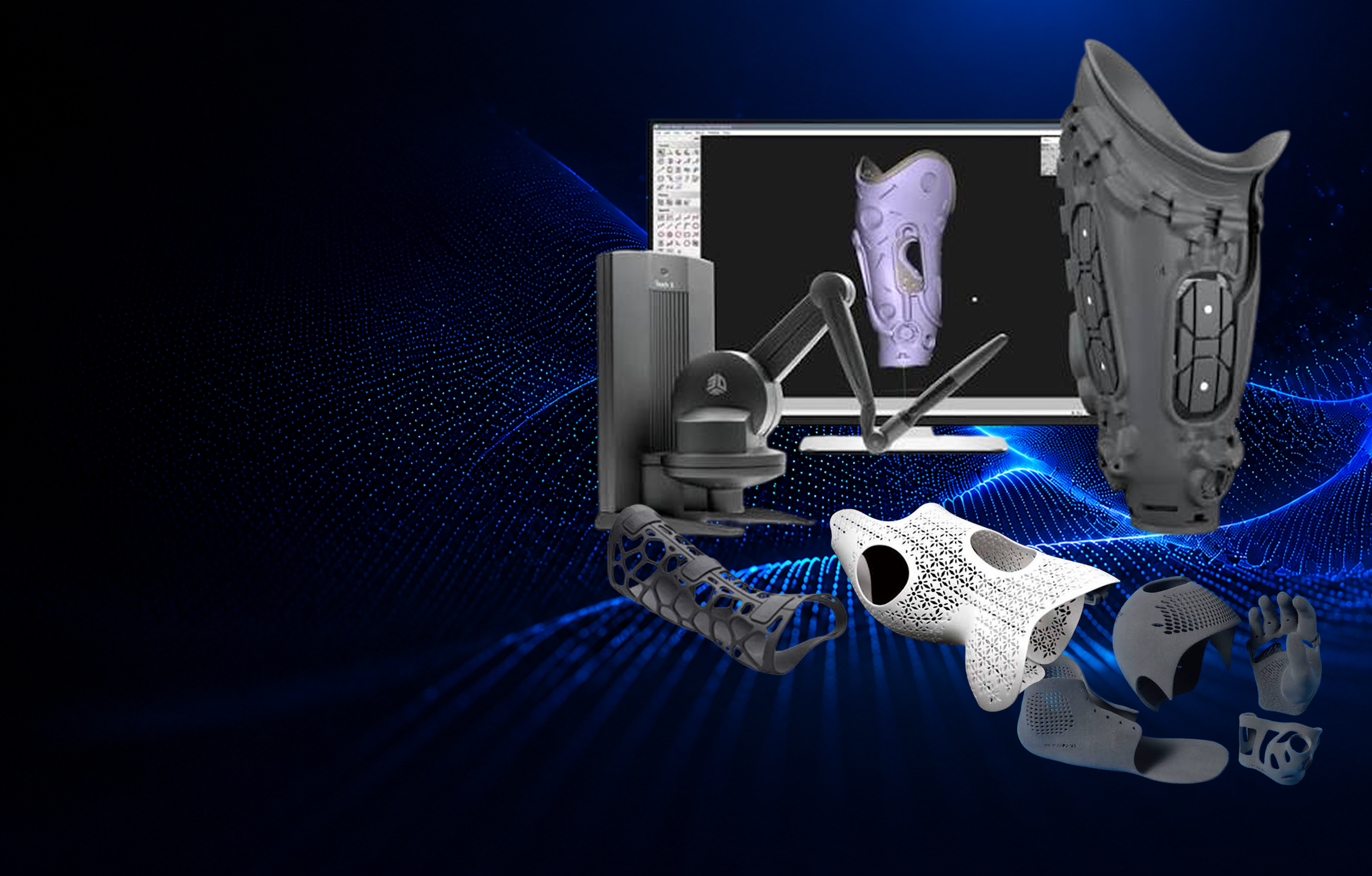 Orthotics Package with 3D scanner, haptic design workstation and 3D printed orthotic devices